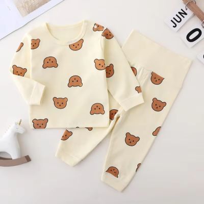 Pyjama bébé motif ours beige ensemble deux pièces à plat