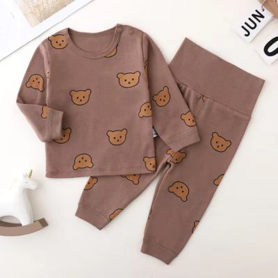 Pyjama bébé motif ours marron ensemble deux pièces à plat