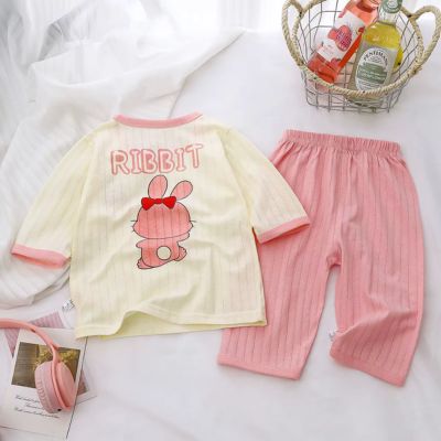 Pyjama bebe deux pièces rose motif lapin Ridbit, vue dos du pyjama