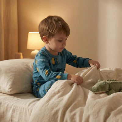 Pyjama bebe : un petit garçon se prépare pour dormir