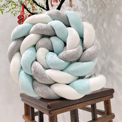 tresse de lit banc bleu-gris